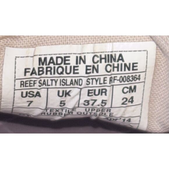 Reef Women's Slip On Shoes Salty Island 7 Tan/Cream Mini Stripes Flats Casual - Picture 10 of 10